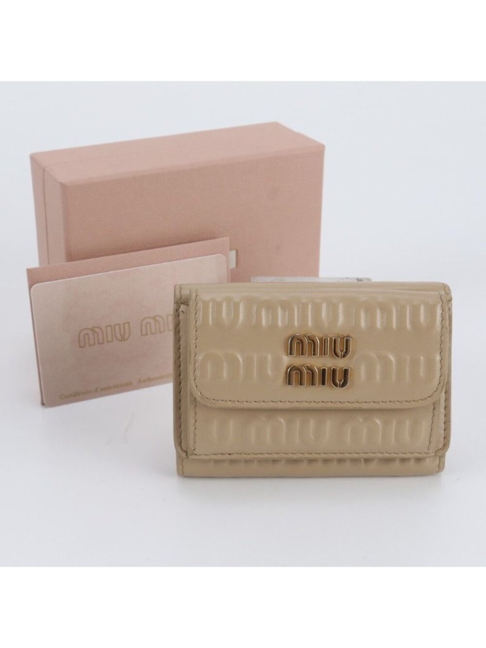 Miu Miu Leather Trifold Wallet Compact